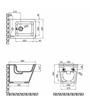Биде подвесное Qtap Tern QT1755052FMB