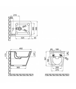 Биде подвесное Qtap Tern 520x350x320 White QT17551303GW