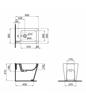 Биде напольное Qtap Crow 545х360х410 White (QT05443370W)
