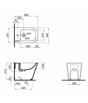 Біде підлогове Qtap Stork QT15443378W