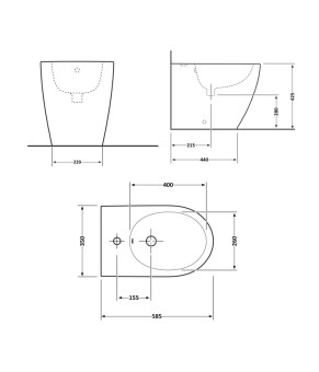 Биде напольное Qtap Scorpio Matt black QT14441003CMB