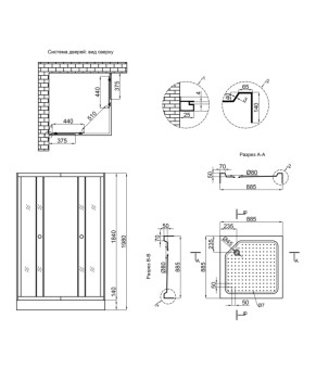 Душевая кабина Lidz Wawel SC90x90.SAT.LOW.TR