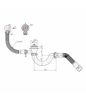 Сифон для ванны Lidz (WHI) 60 03 V001 00