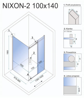 Душевая кабина Rea Nixon 100x140 KPL-00435