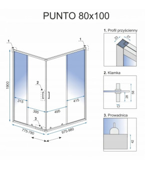 Душевая кабина + поддон Rea Punto 100x80 REA-K1889