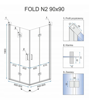 Душевая кабина Rea + поддон Fold 90 N 90х90 9739015140