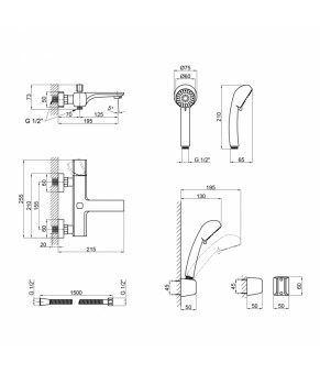 Смеситель для ванны Qtap Krychle 3052104GC