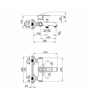 Смеситель для ванны Qtap Rozkos 3055104DC