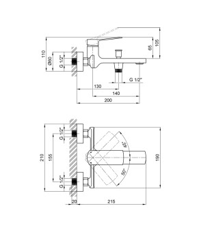 Смеситель для ванны Qtap Slavonice 3042103DC