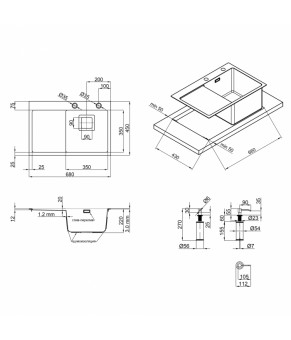 Набор 3 в 1 Qtap кухонная мойка DK6845R 3.0/1.2 мм Satin + сушилка + дозатор для моющего средства