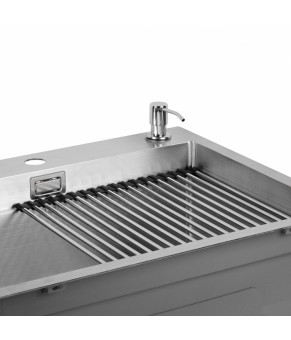 Набор 3 в 1 Qtap кухонная мойка DH6050 3.0/1.2 мм Satin + сушилка + дозатор для моющего средства