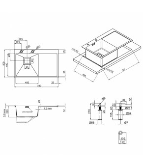 Набор 3 в 1 Qtap кухонная мойка DK7850L 3.0/1.2 мм Satin + сушилка + дозатор для моющего средства
