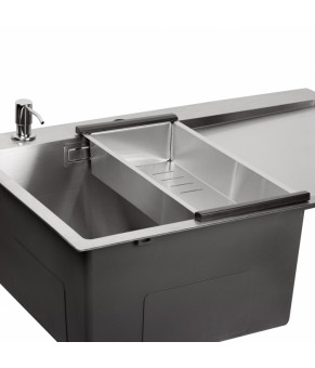 Набор 3 в 1 Qtap кухонная мойка DK7850L 3.0/1.2 мм Satin + сушилка + дозатор для моющего средства