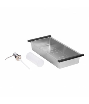 Набор 3 в 1 Qtap кухонная мойка DK7850R 3.0/1.2 мм Satin + сушилка + дозатор для моющего средства