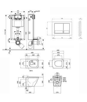 Комплект подвесного унитаза Qtap Tern Rimless с инсталляцией Nest (Satin) (SD00043016)