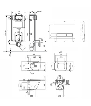 Комплект підвісного унітазу Qtap Tern Rimless з інсталяцією Nest 4в1 (лінійна клавіша White) SD00043020