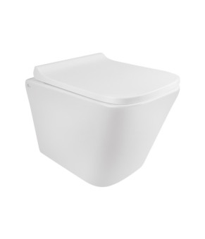 Комплект підвісного унітазу Qtap Tern Rimless з інсталяцією Nest 4в1 (лінійна клавіша White) SD00043020