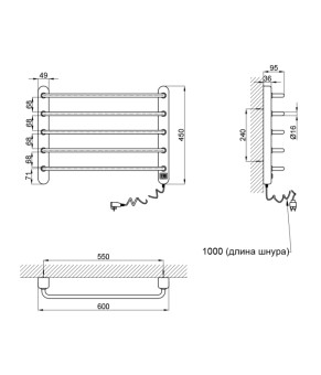 Полотенцесушитель электрический Qtap Presto 11115R WHI