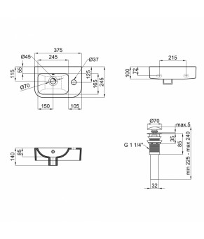 Раковина Qtap Tern с донным клапаном QT171110100RW