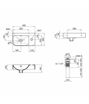 Раковина Qtap Tern с донным клапаном QT17115117RW