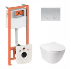 купити недорого Комплект подвесного унитаза Qtap Jay Rimless с инсталляцией Nest 4 в 1 (Satin) SD00043004