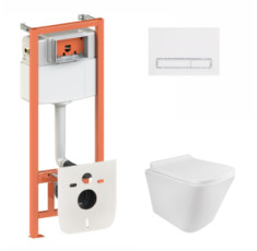 купити недорого Комплект підвісного унітазу Qtap Tern Rimless з інсталяцією Nest 4в1 (лінійна клавіша White) SD00043020