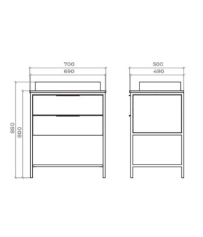 Тумба с раковиной Mirater Olas 70 см 53-3-1 5948