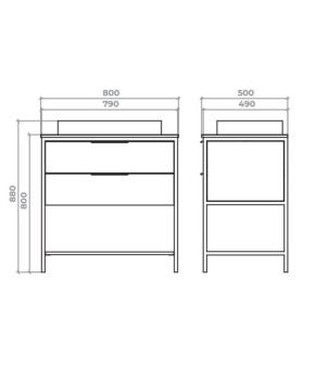 Тумба с раковиной Mirater Olas 80 см 53-3-2 5949