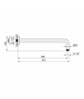 Кронштейн для верхнего душа Qtap Trubice 400OC