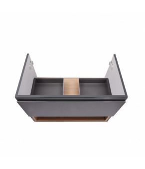 Тумба подвесная Qtap Robin 800х580х437 Graphite/Whitish oak QT1374TPВ8002GWO