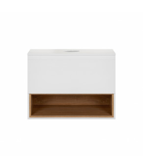 Тумба подвесная Qtap Robin 600х476х437 White/Whitish oak со столешницей QT1379TPН6001WWO