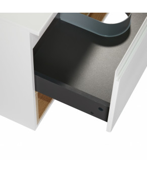 Тумба подвесная Qtap Robin 600х476х437 White/Whitish oak со столешницей QT1379TPН6001WWO