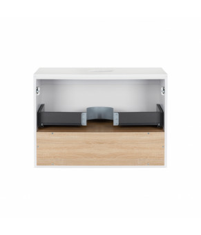 Тумба подвесная Qtap Robin 600х476х437 White/Whitish oak со столешницей QT1379TPН6001WWO