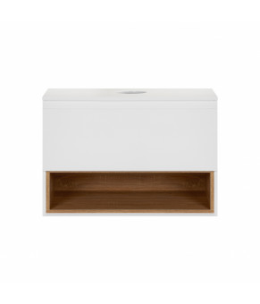 Тумба подвесная Qtap Robin 700х476х437 White/Whitish oak со столешницей QT1379TPН7001WWO