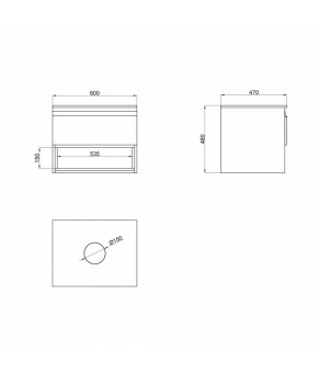 Тумба подвесная Qtap Robin 600х476х437 Graphite/Whitish oak со столешницей QT1379TPН6002GWO