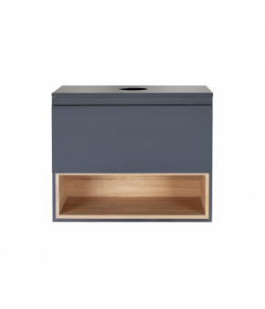 Тумба подвесная Qtap Robin 600х476х437 Graphite/Whitish oak со столешницей QT1379TPН6002GWO