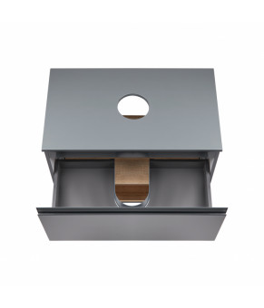 Тумба подвесная Qtap Robin 600х476х437 Graphite/Whitish oak со столешницей QT1379TPН6002GWO