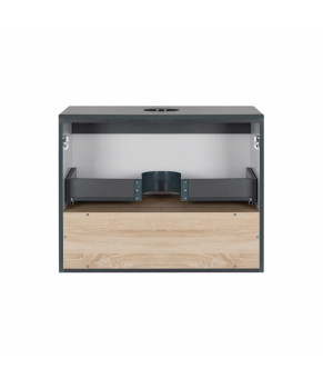 Тумба подвесная Qtap Robin 600х476х437 Graphite/Whitish oak со столешницей QT1379TPН6002GWO