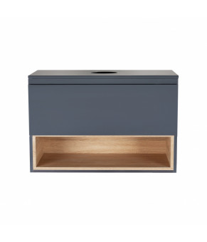 Тумба подвесная Qtap Robin 700х476х437 Graphite/Whitish oak со столешницей QT1379TPН7002GWO