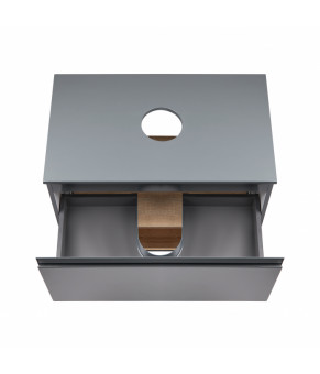 Тумба подвесная Qtap Robin 700х476х437 Graphite/Whitish oak со столешницей QT1379TPН7002GWO