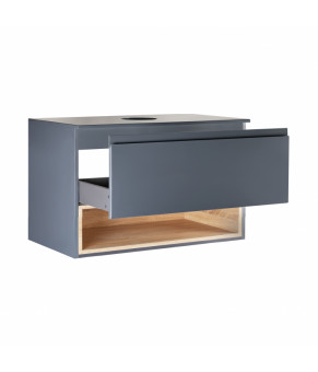 Тумба подвесная Qtap Robin 800х476х437 Graphite/Whitish oak со столешницей QT1379TPН8002GWO