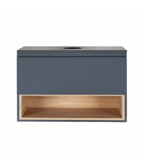 Тумба подвесная Qtap Robin 800х476х437 Graphite/Whitish oak со столешницей QT1379TPН8002GWO
