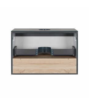 Тумба подвесная Qtap Robin 800х476х437 Graphite/Whitish oak со столешницей QT1379TPН8002GWO