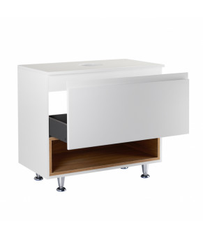 Тумба напольная Qtap Robin 800х616х437 White/Whitish oak со столешницей QT1380TNН8001WWO