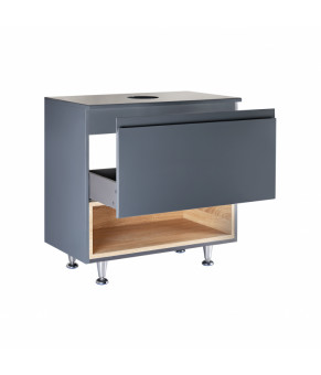 Тумба напольная Qtap Robin 600х616х437 Graphite/Whitish oak со столешницей QT1380TNН6002GWO