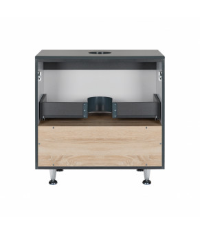 Тумба напольная Qtap Robin 600х616х437 Graphite/Whitish oak со столешницей QT1380TNН6002GWO