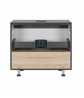 Тумба напольная Qtap Robin 700х616х437 Graphite/Whitish oak со столешницей QT1380TNН7002GWO