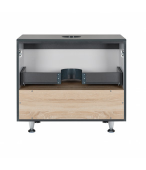 Тумба напольная Qtap Robin 800х616х437 Graphite/Whitish oak со столешницей QT1380TNН8002GWO