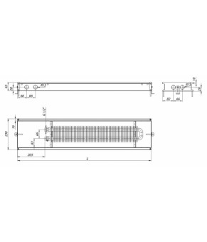 Внутрипольный конвектор Carrera M 65 Inox 23х100 см