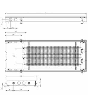 Внутрипольный конвектор Carrera C2 65 Inox 38х175 см решетка